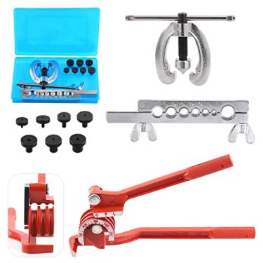 Imagem de Swpeet Kit de ferramentas de alargamento duplo automático de 10 peças e kit sortido de dobrador de tubos 3 em 180 graus 3 em 1, 1/2" 7/16" 3/8" 5/16" 1/4" 3/16" 5/8" Ferramentas de alargamento de linha e 1/4 cm 5/40Dobrador de tubos manual de 0,6 cm (3/8") para tubo