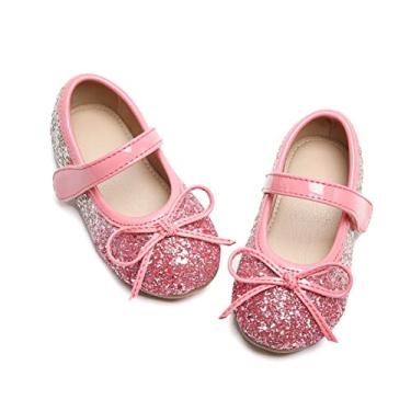 Imagem de Otter MOMO Sapatilhas de bailarina Mary Jane para crianças/meninas, sem cadarço, para festas escolares, D728-vermelho, 9 Toddler
