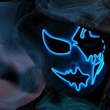 Imagem de Wetufin - Halloween Purge Scary Mask Led Light Up Mask Glow Mask EL Wire LED Mask Couple Mask for Festival Party Gifts, Purge Mask for Man Woman Adult, Blue