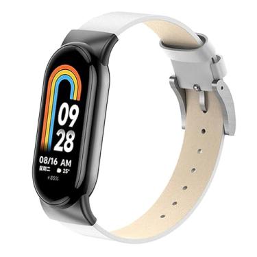 Imagem de Pulseiras em Couro NSmart com encaixe de metal compatíveis com MI BAND 8 - New version (MI BAND 8, Branco)