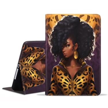 Imagem de WEUIUJKILO Capa para Samsung Galaxy Tab A8 10,5 polegadas 2022 (Modelo: SM-X200/X205/X207), capa inteligente de couro PU fina dobrável com hibernar/despertar automático, garota afro-americana