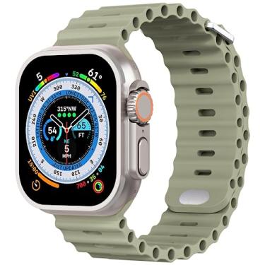 Imagem de AIRPROCE Compatível com Apple Watch Ocean Bands 38 mm, 40 mm, 41 mm, 42 mm, 44 mm, 45 mm, 49 mm, pulseira esportiva de silicone macio para iWatch Ultra SE Series 8 7 6 5 4 3 2 1 Sport Edition para mulheres e homens (42/44/45/49 mm, cáqui)