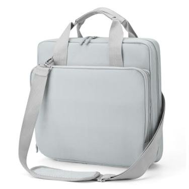 Imagem de Fichário com zíper com alça de ombro, 3 anéis, fichário de 5 cm com zíper, organizador de escritório, capacidade para 500 folhas (cinza)