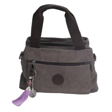 Imagem de Bolsa de Lona, ​​Bolsa de Lona Vintage Macia e Solta Com Zíper para a Vida Diária (Cinza)