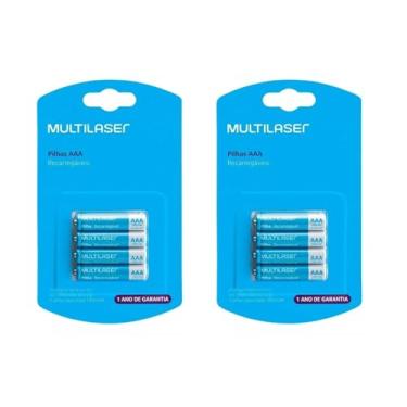 Imagem de Pilha AAA Recarregavel Multi 1000 mah Kit com 8 Unidades 2 Cartelas 1.2V