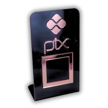 Imagem de Placa Pix Para Pagamento QR Code Preta - Kit 10 UNID COR: Preto com Rosa
