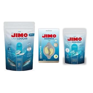 Imagem de Kit Jimo Lava Louças MultiCamadas Hidrossolúvel 15 pastilhas 15g + 1 Jimo Lava-Maquinas com 2 Pastilhas 17g + 1 Odorizador Essence Limão 6ml