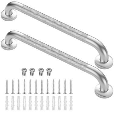 Imagem de Pacote com 2 barras de apoio de 61 cm para banheiras e chuveiros, barras antiderrapantes de aço inoxidável alça de chuveiro para deficientes físicos idosos idosos alça de segurança para banheiro