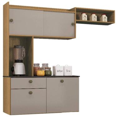 Imagem de Cozinha Suspensa Lara 4 Portas 1 Gaveta Poquema Cor Damasco Off White