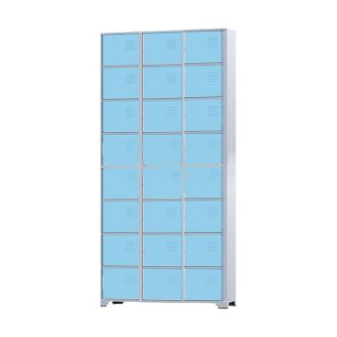 Imagem de Armário Roupeiro De Aço 24 Portas Para Vestiário Academia Locker Azul Claro com Chave