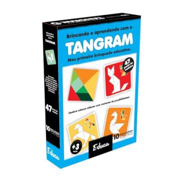 Imagem de Brinquedo Educativo E Pedagógico Tangram Em Madeira 47 Peças Quabra cabeça infantil