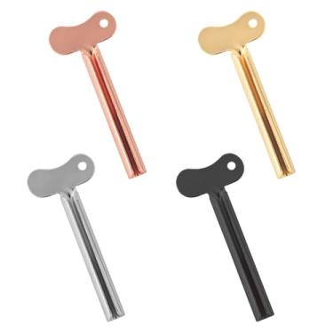Imagem de ASUNFO Pacote com 4 Espremedores de Pasta de Dente, Espremedores de Tubo de Metal, Ferramenta de Rolo de Chave de Aço Inoxidável para Tinta Creme, Tintura de Cabelo, Banheiro, 4 Cores