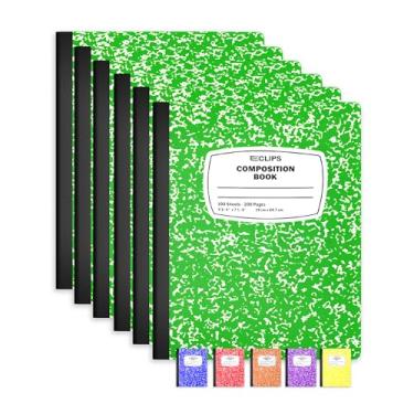 Imagem de Cadernos de composição, (pacote com 6), caderno de composição pautado largo, caderno de composição de mármore, 100 folhas, 200 páginas (6, verde)