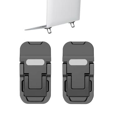 Imagem de Yshnples Mini suporte portátil para teclado de computador de mesa – Suporte de teclado de liga de zinco com 2 ângulos ajustáveis, elevador de laptop invisível dobrável para MacBook, Dell, HP, Lenovo e