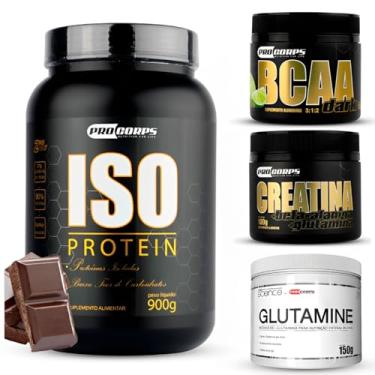 Imagem de Combo Whey Iso Protein + Bcaa + Creatina + Glutamina (900g, Chocolate)