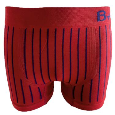 Imagem de Kit Cueca Boxer Listrada Basic + - 2 peças (Preto com Listra Cinza e Vermelho com Listra Marinho)