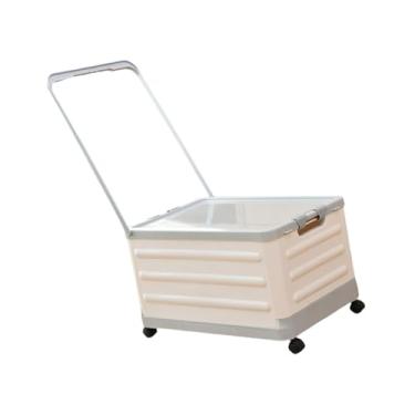 Imagem de Generic Caixa de armazenamento com rodas e alça Carrinho de compras Dobrável Tampa Porta-malas de carro Caixa de armazenamento para artigos diversos Roupas, Cinzento/Branco