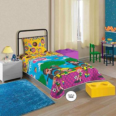 Imagem de Edredom Dupla Face Microfibra Solteiro Estampado Mundo Bita 1,50 m x 2,20 m Com 1 peça, Lepper, Amarelo