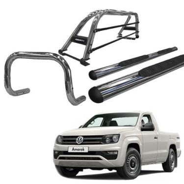Imagem de Kit Quebra Mato Estribo Oval Santo Antônio Duplo/Amarok CS Cromado - H