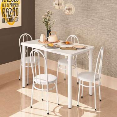 Imagem de Conjunto De Mesa De Cozinha Com 4 Lugares Roma Branco