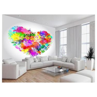 Imagem de Papel De Parede Arte Coração Colorido Pintura 3,5M Tra112 - Você Decor