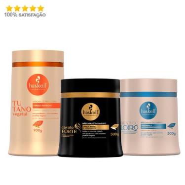 Imagem de Kit Mascaras Haskell Cavalo Forte E Bendito 500g Tutano 900g