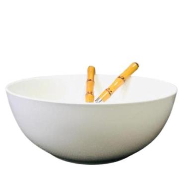 Imagem de Saladeira Porcelana Branca com Talheres 23,5x10cm com 2litros Hauscraf