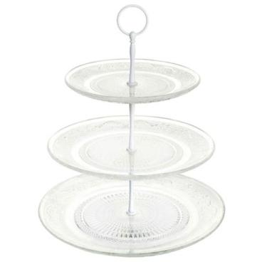 Imagem de Prato para Bolo e Doces  3 Andares Vidro 30,25 e 21cm diâmetro - CIM