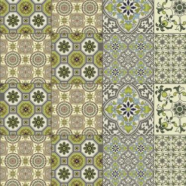 Imagem de Azulejo Adesivo de parede fosco em Tons Verde Musgo e Bege para Cozinh