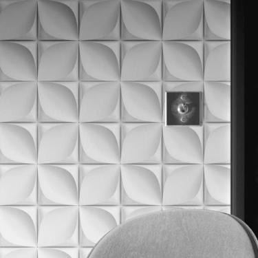 Imagem de Papel De Parede Adesivo Autocolante Efeito 3D Flores Branco e Cinza - 