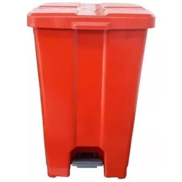 Imagem de Cesto C/ Pedal Plástico 30l Várias Cores Coleta Seletiva Jsn, Vermelho