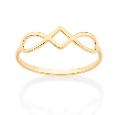 Imagem de Anel banhado ouro 3x 24k 18k e 22k feminino infinito rommanel fino ski