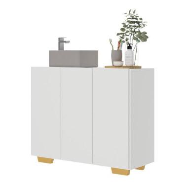 Imagem de Gabinete Banheiro 3 Portas 90cm Multimóveis MP5031 Branco/Natural