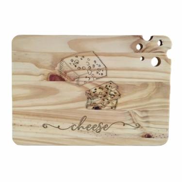 Imagem de Tábua Queijo para Frios e Petiscos Cheese em Madeira de Pinus Natural Gravação a Laser e Óleo Mineral Cor:PINUS NATURAL;