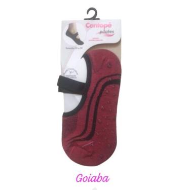 Imagem de Meia Sapatilha Pilates/Yoga Antiderrapante Centopé 1 unidade, Goiaba, 