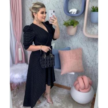 Imagem de Mullet Malha Lese Moda Evangélico Vestido Longo - Fashion, Preto, G