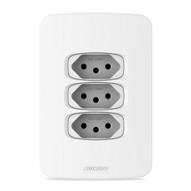 Imagem de Conjunto Tomada Tripla 10A 4X2 Branca Gracia Maxx 85675 - Alumbra