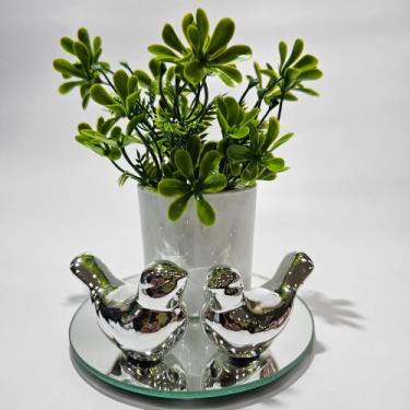 Imagem de Vasinho floral com bandeja redonda e passarinhos de porcelana - RA nva