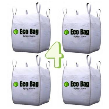 Imagem de Saco Big Bag 4 unidades Reforçado Resistente 1000kg 1m³ 90x90x120 cm R