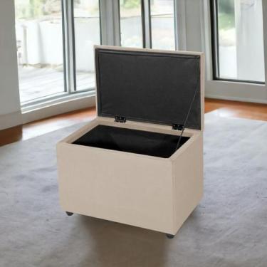 Imagem de Puff Baú 60cm Porta Treco Madeira Veludo Estofado Premium - TB ECOMMER