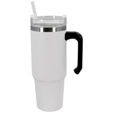 Imagem de Copo Térmico Caneca Alça 890ml Duplo Isolamento Inox Canudo - Amana St