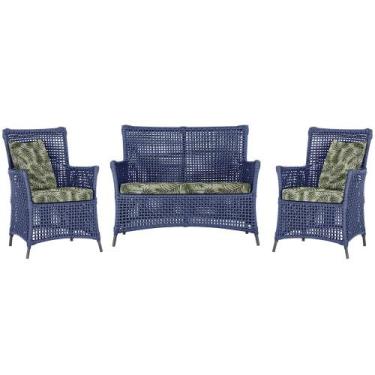 Imagem de Jogo Sofá e 2 Poltronas de Área Igapó Alumínio Pintura Preta Corda Náu