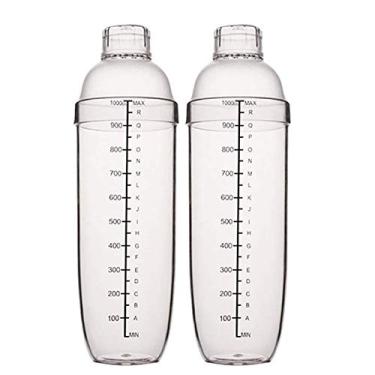 Imagem de 2 peças de coqueteleira de plástico, batedeira de bebida Boba Tea Shaker, conjunto de ferramentas profissionais de bar (935.5 g/1000cc)