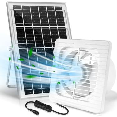 Imagem de Tagefa Exaustor movido a energia solar, painel solar de 15 W com ventilador sem escovas de 15 cm para ventilação de galpão, ventiladores solares para exterior, estufa, casa, galinheiro, exterior