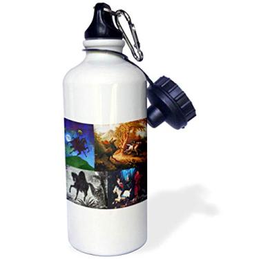 Imagem de 3dRose Garrafa de água esportiva "Headless Horseman Colage", 600 ml, branca