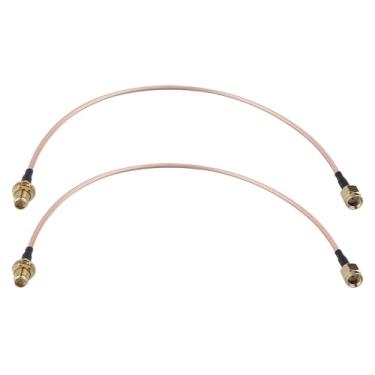 Imagem de Futheda 2 peças RP-SMA macho para RP-SMA fêmea suporte anteparo WiFi cabo de extensão de antena aérea RG316 cabo coaxial 30 cm/12 polegadas para placa de rede PCI Express PCIE sem fio roteador WiFi