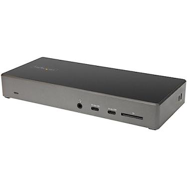 Imagem de StarTech. Estação de ancoragem com USB C - Monitor triplo 4K USB Tipo-C - Entrega de energia de 100W - DP 1.4 Alt Mode e DSC, 2X DisplayPort 1.4/HDMI 2.0-6 x USB (2X 10Gbps), SD - Windows/Chrome (DK31C2DHSPD)