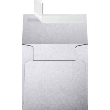 Imagem de LUXPaper Envelopes quadrados para convite | Peel & Press | 10 cm x 10 cm | Prata metálica | Texto de 36 kg | 50 Qtd