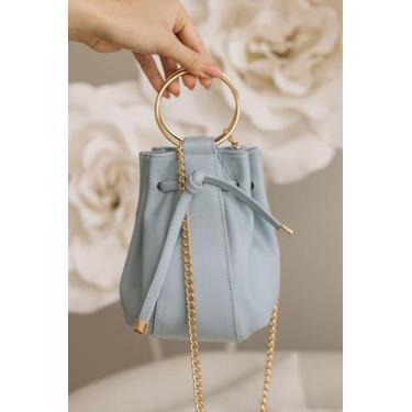 Imagem de Bolsa feminina de couro legítimo azul celeste Mia - Zaia