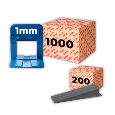 Imagem de Espaçador Nivelador Cortag 1,0 mm Eco C/ 1000 Pçs + Cunhas Niveladora Eco C/200 Pçs P/Azulejo Cerâmica Porcelanato Profissional - Azul